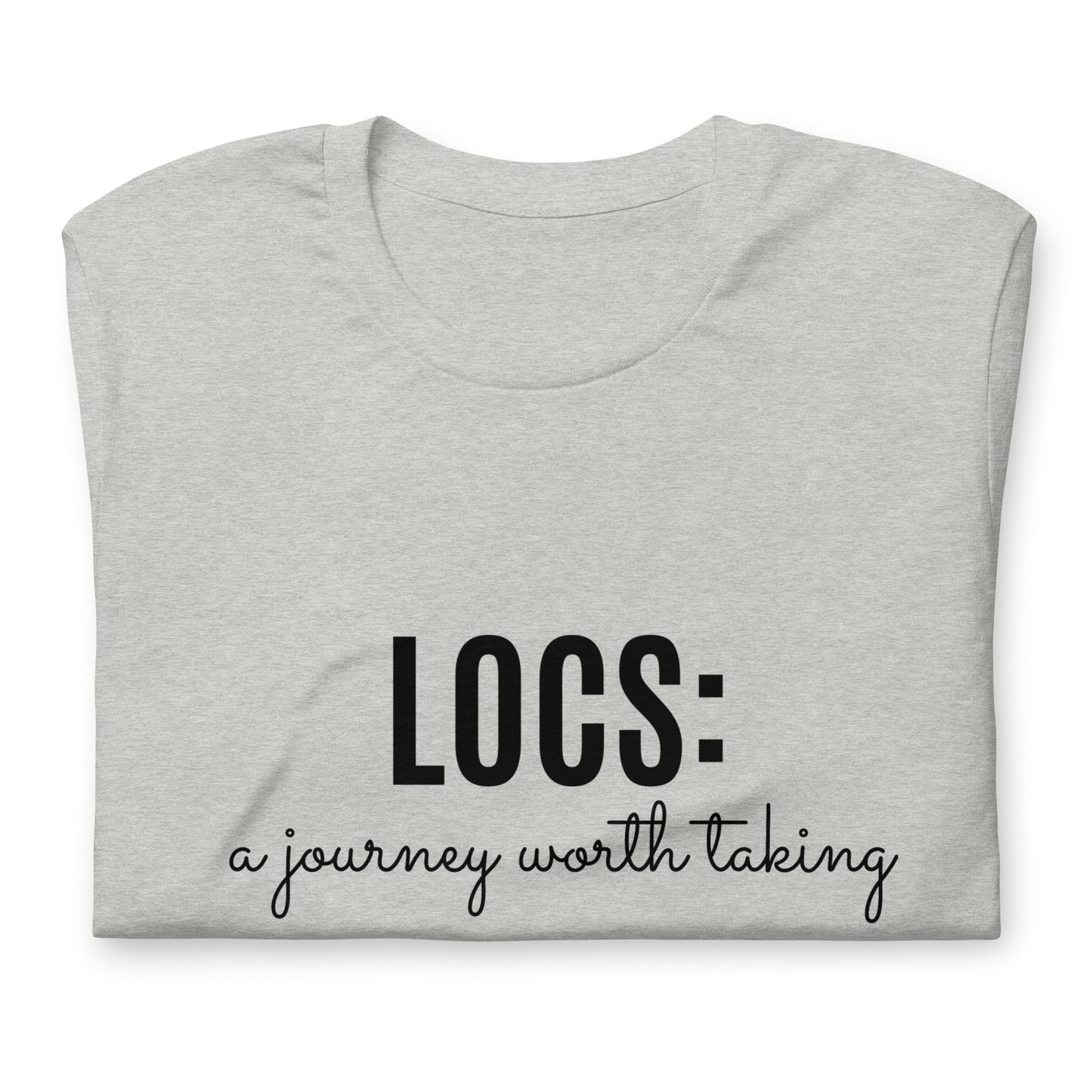 Locs: a journey worth taking Tee (blk ink)