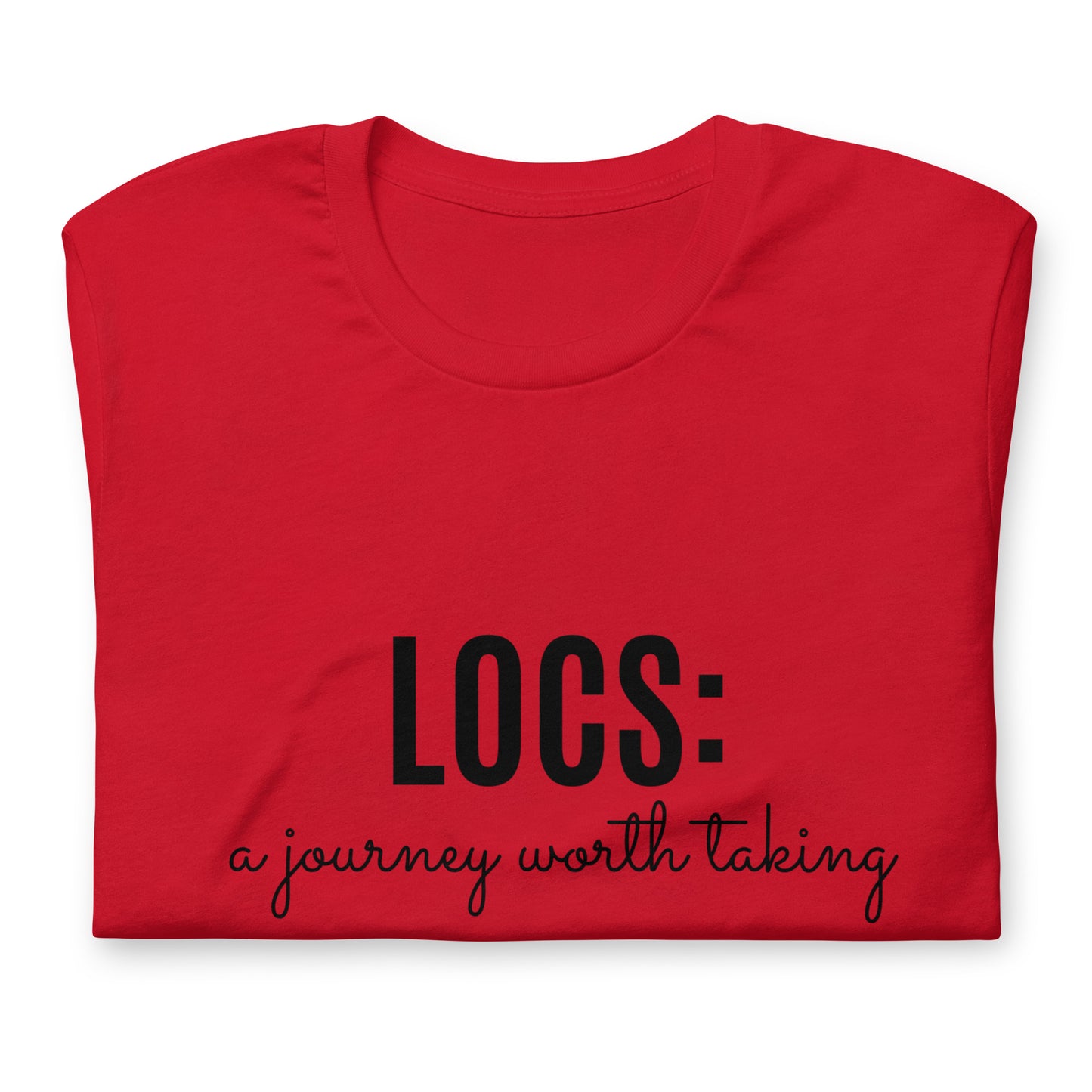 Locs: a journey worth taking Tee (blk ink)