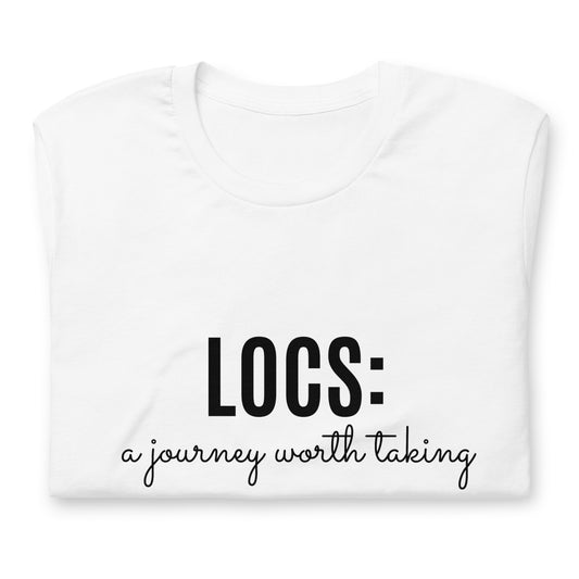Locs: a journey worth taking Tee (blk ink)